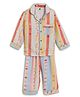 Cocoon Care Blended Woven Full Sleeves Abstract Striped Coordinating Shirt & Pajama Night Suit - Multi Colour