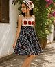 Woonie Cotton Knit Sleeveless Floral Printed Dress - Multi Colour