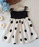 Woonie Cotton Knit Sleeveless Polka Dots Printed Dress - Cream