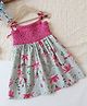 Woonie Cotton Knit Sleeveless Floral Printed Dress - Light Green