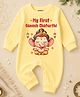 KNITROOT Cotton Knit Ganesh Chaturthi Theme Full Sleeves My First Ganesh Chaturthi Text Printed Romper - Yellow