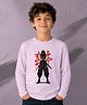 NUSYL Cotton Blend Knit Full Sleeves Ninja Printed Tee - Lilac