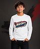 NUSYL Cotton Blend Knit Full Sleeves Bad Boys Text Printed Tee - White