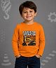NUSYL Cotton Blend Knit Full Sleeves Excavator Printed Tee - Orange