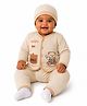 The little lookers Knit Full Sleeves Bear Embroidered Tee & Pants Set With Cap - Skin