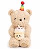 ELITE CREATIONS 40 CM Cake Teddy Plush Toy with Birthday Cap - Cream