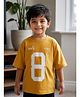 Rikidoos Embosis Hosiery Woven Half Drop Shoulder Sleeves T-Shirt With Number Print - Mustard