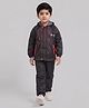 Mars Infiniti Full Sleeves Brand Name Printed Hooded Jacket & Pants Set - Black