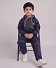 Mars Infiniti Full Sleeves Brand Name Printed Hooded Jacket & Pants Set - Blue