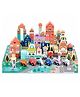 Hop N Play 115-Piece Wooden City Building Blocks Set | Alphabet + Numbers + City Landmarks | Gift