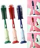 NEGOCIO Bottle Cleaning 3-in-1 Silicone Cleaning Kit for Baby Milk Bottles, Nipple Cleaner and Straw Tool |Multipurpose Scrubbing Brush - PACK OF 1 - COLOR MAY VARY