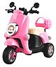 Dash EV Glide Scooter Electric Ride-On Vespa Style Scooter Tricycle with Working Headlight & Rear Trunk - Pink