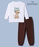 Bonfino Disney 100% Cotton Interlock Knit Full Sleeves T-Shirt & Pyjama Night Suit with Lion King Print - White