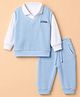 Babyhug 100% Cotton Terry Knit Full Sleeves T-Shirt and Joggers Set With Text Print - Blue