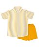 PUBU 100% Cotton Knit Half Sleeves Striped Shirt & Shorts - Mustard & Yellow