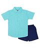 PUBU Cotton Knit Half Sleeves Polka Dots Printed Shirt & Shorts Set - Blue