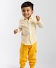 PUBU 100% Cotton Knit Full Sleeves Striped Shirt & Joggers Set - Mustard & Yellow
