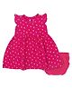 PUBU 100% Cotton Knit Sleeveless Heart Printed Dress With Bloomer - Dark Pink