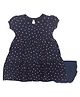 PUBU 100% Cotton Knit Half Sleeves Polka Dot Printed Tiered Dress With Bloomer - Navy Blue