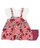 PUBU 100% Cotton Knit Half Sleeves Floral Printed Pinafore Style Dress With Bloomer - Light Pink