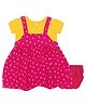 PUBU 100% Cotton Knit Half Sleeves Heart Printed Pinafore Style Dress With Bloomer - Dark Pink