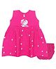PUBU Cotton Knit Sleeveless Mermaid & Star Printed Dress With Bloomers - Rani Pink