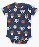 PUBU Cotton Knit Half Sleeves Animals Printed Onesie - Navy Blue