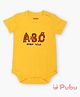 PUBU Cotton Knit Half Sleeves Alphabets Printed Onesie - Mustard