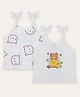 PUBU Cotton Woven Pack Of 2 Sleeveless Bear Printed Tops - Brown & White