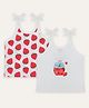 PUBU Cotton Woven Pack Of 2 Sleeveless Bear Printed Tops - Pink & White
