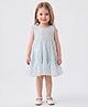 Peppermint Woven Sleeveless Floral Embroidered Dress - Sky Blue