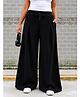 TeenTrums Cotton Knit Solid Oversized Pleated Baggy Trackpants - Black