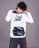TeenTrums Cotton Knit Full Sleeves Street Mode Text Printed Pre Winter Hooded Sweatshirt - White