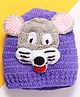 MayRa Knits Knitted Knit Mouse Embroidered Crochet Cap - Purple Circumference - 25 Cms