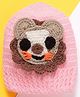 MayRa Knits Knitted Knit Lion Embroidered Crochet Cap - Pink Circumference - 25 Cms
