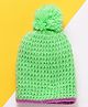 MayRa Knits Knitted Knit Pom Pom Embellished Cap - Green Circumference - 25 Cms