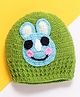 MayRa Knits Knitted Knit Bunny Embroidered Cap - Green Circumference - 25 Cms