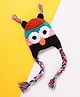 MayRa Knits Knitted Knit Owl Designed Crochet Cap - Black Circumference - 25 Cms