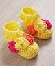 MayRa Knits Knitted Floral Designed Hand Knitted Booties - Yellow