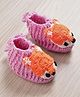 MayRa Knits Knitted Fox Designed Hand Knitted Booties - Pink