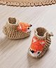 MayRa Knits Knitted Fox Designed Hand Knitted Booties - Beige