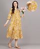 Mamma's Maternity Cotton Woven Three Fourth Sleeves Paisley Printed Dress With Side Seam Nursing Access - Yellow