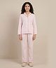 Funkrafts Cotton Poplin Woven Full Sleeves Striped Coordinating Shirt & Pants Night Suit - Pink