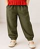 Mamma's Bear Cotton Woven Solid Joggers - Olive Green