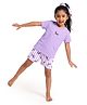 Plan B 100% Cotton Knit Half Sleeves Dog Printed Tee & Shorts Night Suit - Lavender