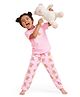 Plan B 100% Cotton Knit Half Sleeves Teddy Printed Tee & Pajama Night Suit - Pink