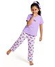 Plan B 100% Cotton Knit Half Sleeves Dog Printed Tee & Pajama Night Suit - Lavender