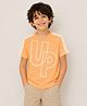 Bubble Berry Cotton Knit Half Sleeves Up Text Printed Tee - Light Orange