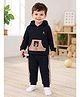 BUMZEE Polyfill Knit Full Sleeves Cap Applique Detailed Winter Hooded Sweatshirt & Pants - Navy Blue