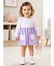 BUMZEE Cotton Knit Full Sleeves Floral Printed Dress - Lavender & White